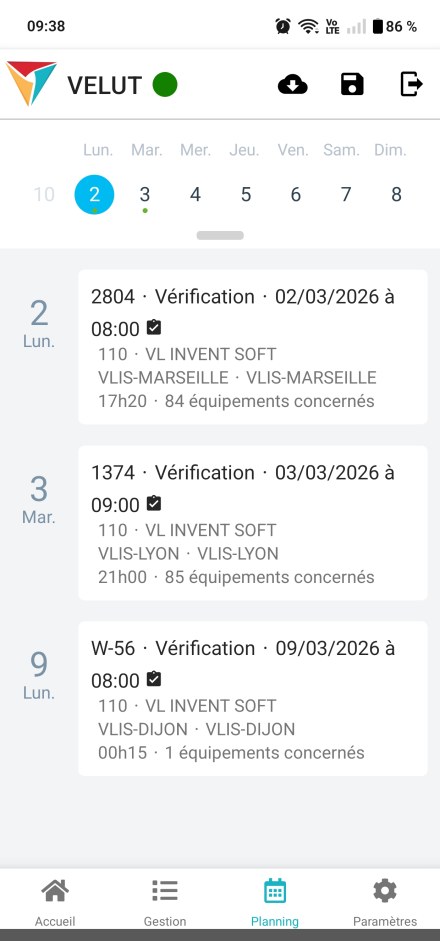 Application mobile Progespi - planning des interventions du technicien