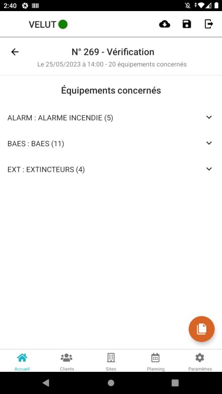 Progespi Mobile - Équipements par famille